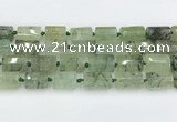 CTB881 13*25mm - 14*19mm faceted tube green rutilated quartz beads