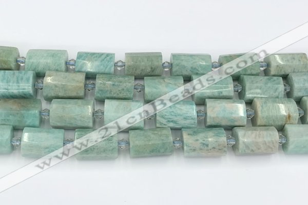 CTB882 13*25mm - 14*19mm faceted tube amazonite beads