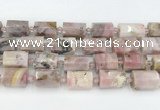 CTB883 13*25mm - 14*19mm faceted tube pink opal beads