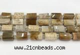 CTB890 15.5 inches 13*25mm - 14*19mm faceted tube fossil coral beads