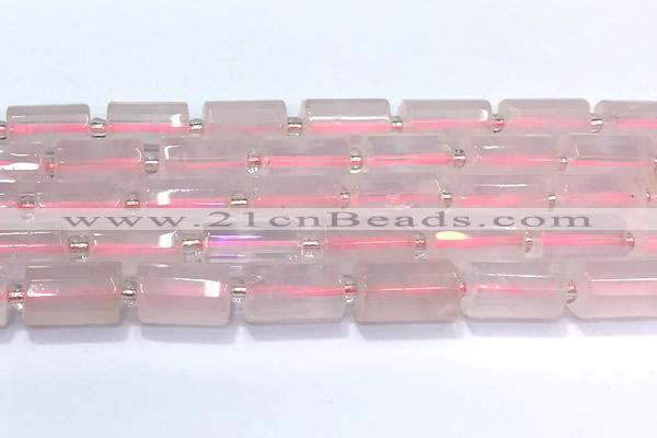 CTB902 15 inches 10*16mm faceted tube rose quartz beads
