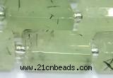 CTB908 15 inches 10*16mm faceted tube green rutilated quartz beads