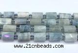 CTB940 15 inches 13*25mm - 14*19mm faceted tube aquamarine beads