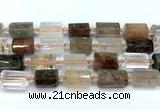 CTB941 15 inches 13*25mm - 14*19mm faceted tube mixed quartz beads