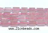 CTB943 15 inches 13*25mm - 14*19mm faceted tube rose quartz beads