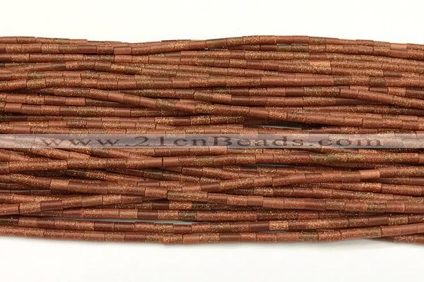 CTB989 15 inches 2*4mm tube goldstone beads