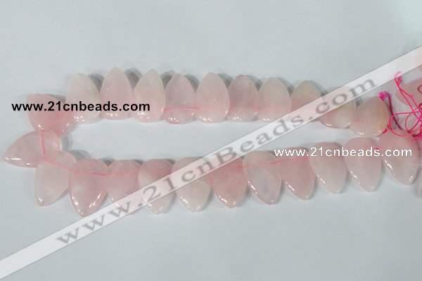 CTD01 Top drilled 22*30mm flat teardrop rose quartz beads