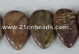 CTD09 Top drilled 22*30mm flat teardrop jasper gemstone beads