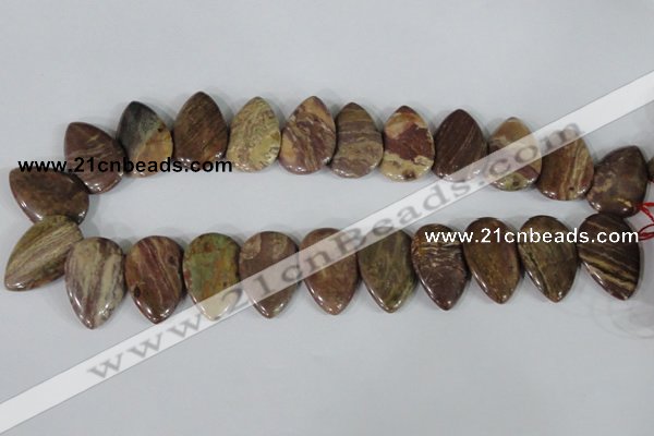 CTD09 Top drilled 22*30mm flat teardrop jasper gemstone beads