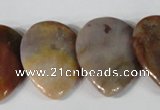 CTD10 Top drilled 22*30mm flat teardrop jasper gemstone beads