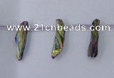 CTD1102 Top drilled 4*12mm - 5*18mm nuggets plated quartz beads