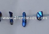 CTD1103 Top drilled 4*12mm - 5*18mm nuggets plated quartz beads