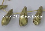 CTD1111 Top drilled 8*25mm - 10*30mm nuggets plated quartz beads