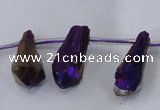 CTD1114 Top drilled 8*25mm - 10*30mm nuggets plated quartz beads