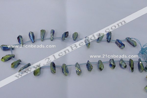 CTD1116 Top drilled 8*25mm - 10*30mm nuggets plated quartz beads