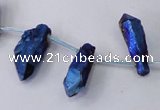 CTD1117 Top drilled 8*25mm - 10*30mm nuggets plated quartz beads