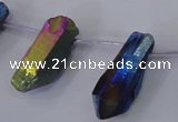 CTD1125 Top drilled 10*22mm - 12*30mm nuggets plated quartz beads