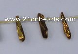 CTD1130 Top drilled 4*12mm - 6*20mm nuggets plated quartz beads