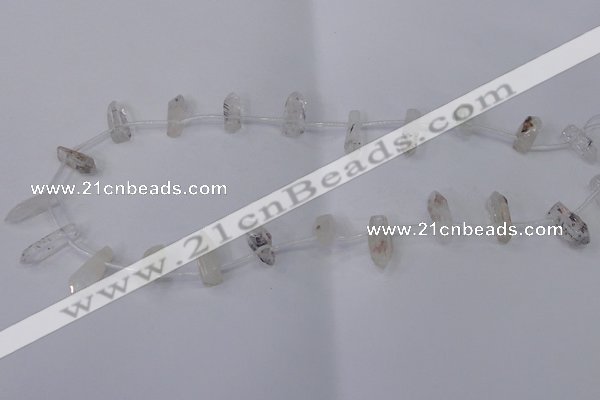 CTD1137 Top drilled 6*15mm - 8*20mm nuggets white crystal beads