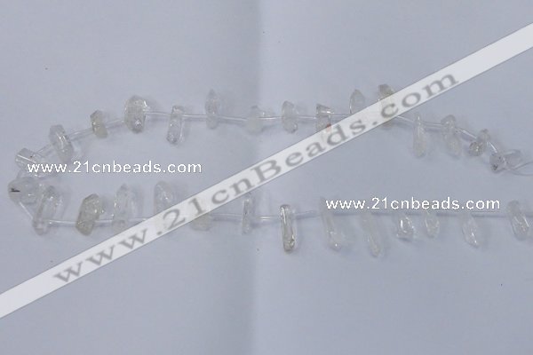 CTD1140 Top drilled 5*12mm - 6*18mm nuggets white crystal beads