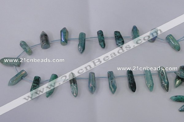 CTD1146 Top drilled 8*20mm - 10*30mm sticks plated quartz beads