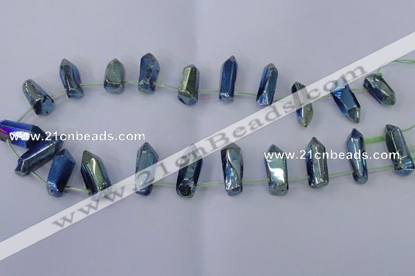 CTD1154 Top drilled 8*20mm - 10*30mm sticks plated quartz beads