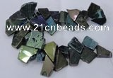 CTD1167 Top drilled 15*25mm - 30*40mm freeform plated agate beads