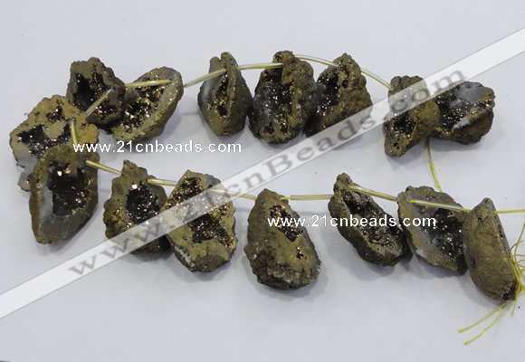 CTD1176 Top drilled 25*30mm - 35*40mm freeform plated druzy quartz  beads