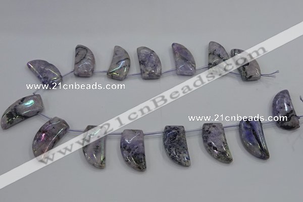 CTD1185 Top drilled 15*30mm - 16*32mm horn plated quartz beads