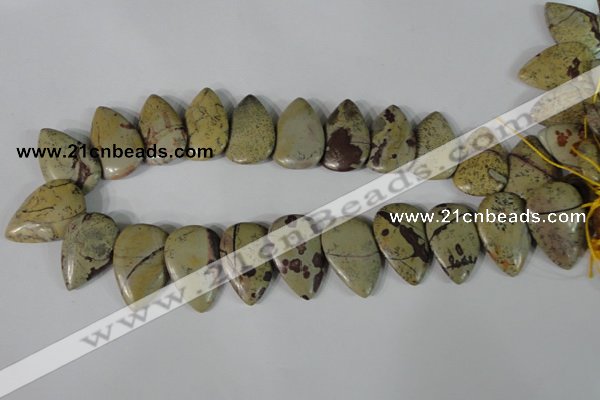 CTD12 Top drilled 22*30mm flat teardrop artistic jasper beads