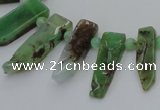CTD1204 Top drilled 5*15mm - 8*35mm sticks Australia chrysoprase beads