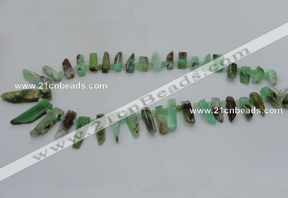 CTD1204 Top drilled 5*15mm - 8*35mm sticks Australia chrysoprase beads