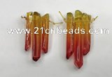 CTD1220 Top drilled 7*30mm - 9*45mm sticks plated quartz beads