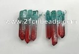 CTD1222 Top drilled 7*30mm - 9*45mm sticks plated quartz beads