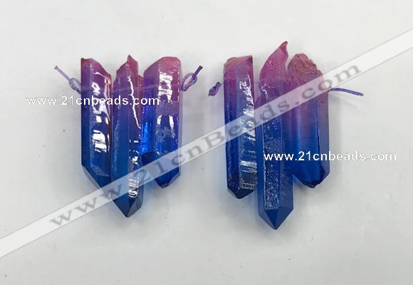 CTD1226 Top drilled 7*30mm - 9*45mm sticks plated quartz beads
