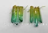 CTD1227 Top drilled 7*30mm - 9*45mm sticks plated quartz beads