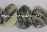 CTD15 Top drilled 22*30mm flat teardrop zebra jasper beads