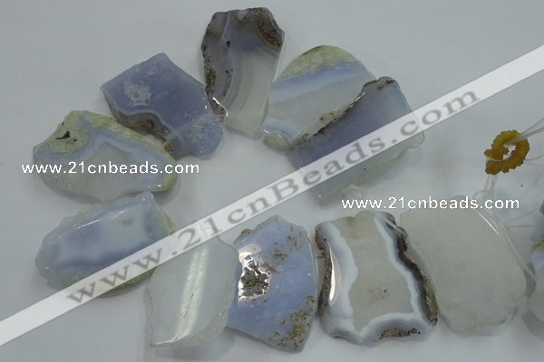 CTD1515 Top drilled 30*45mm - 35*60mm freeform blue lace agate slab beads