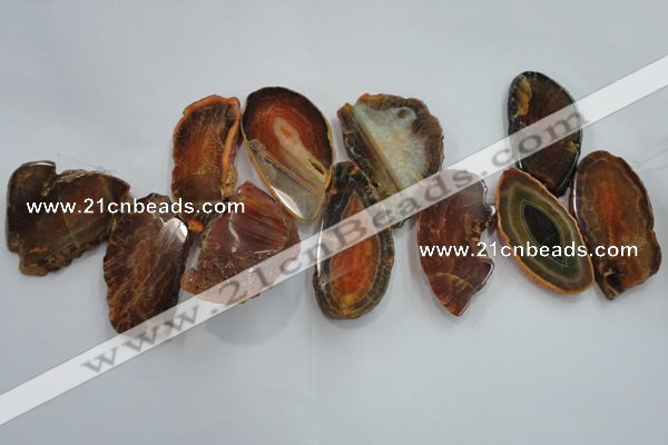 CTD1518 Top drilled 20*50mm - 30*65mm freeform agate slab beads