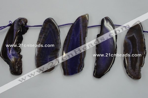 CTD1528 Top drilled 25*50mm - 30*80mm freeform agate slab beads