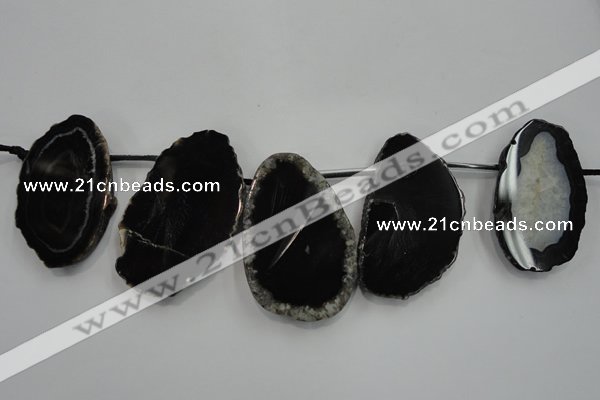 CTD1532 Top drilled 30*55mm - 35*65mm freeform agate slab beads