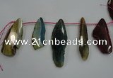 CTD1535 Top drilled 25*65mm - 30*75mm freeform agate slab beads