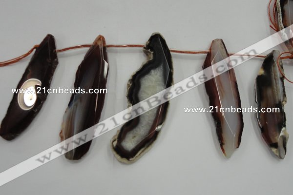 CTD1538 Top drilled 20*65mm - 30*75mm freeform agate slab beads