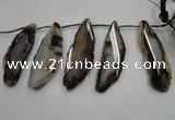 CTD1539 Top drilled 30*70mm - 35*80mm freeform agate slab beads