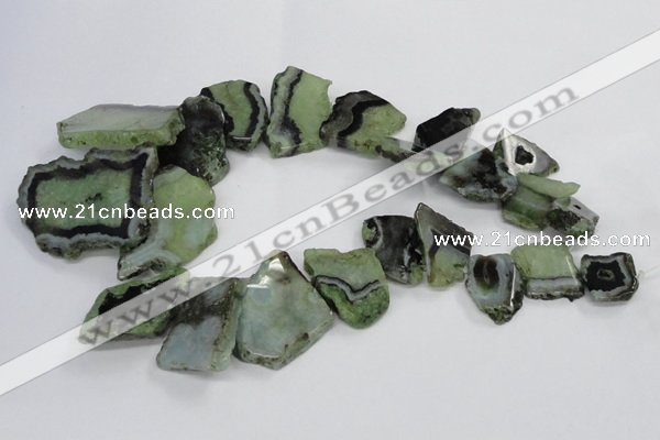 CTD1559 Top drilled 18*25mm - 30*45mm freeform blue lace agate slab beads