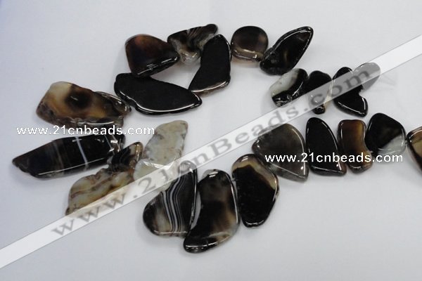 CTD1563 Top drilled 20*30mm - 30*50mm freeform agate slab beads