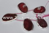 CTD1577 30*45mm - 35*50mm freeform agate beads with brass setting