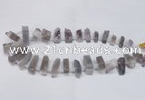 CTD1594 Top drilled 8*25mm - 9*25mm sticks druzy amethyst beads