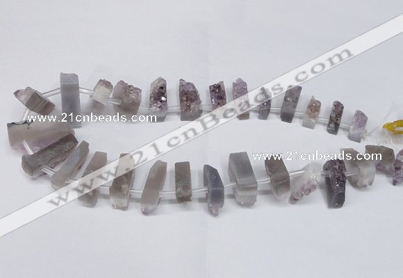 CTD1594 Top drilled 8*25mm - 9*25mm sticks druzy amethyst beads