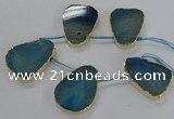 CTD1602 Top drilled 35*40mm - 35*45mm freeform agate beads